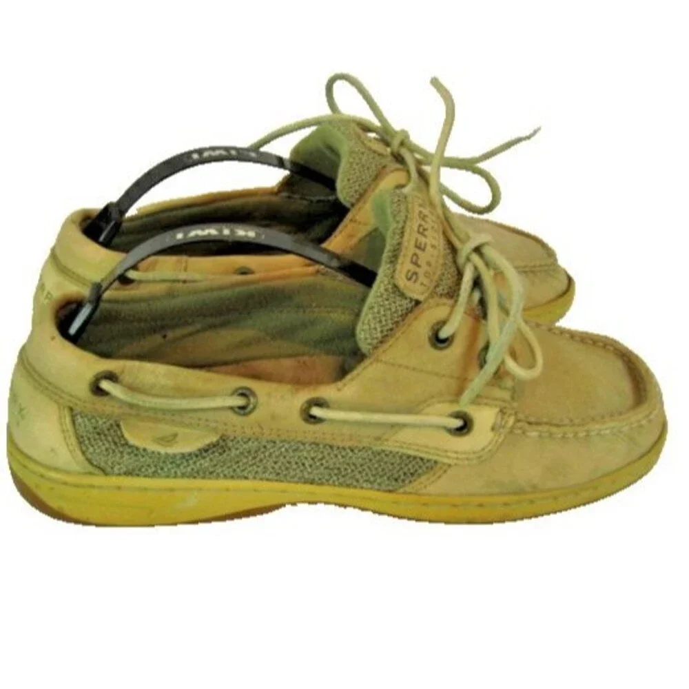 Mens Sperry Topsider Tan  Leather Deck Boat Shoes sz 9M--R1